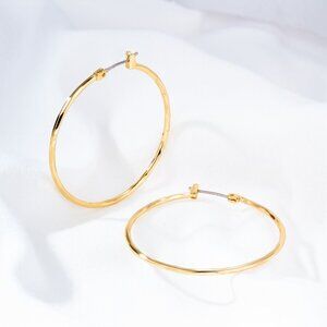 Alicia Bonnie Faceted Minimalist Lightweight Thin Gold Hoop Earrings